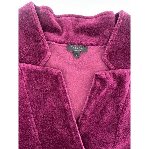 Talbots Velour Split-Neck Top Color Burgundy Wine Size 2XP - Picture 5 of 6